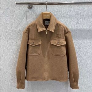 Miu Miu patchwork embroidered lapel zipper jacket coat